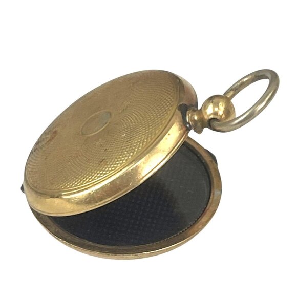 Antique Gold Tone Double-Sided Locket Pendant With Intricate Textured Design & L - Picture 1 of 8